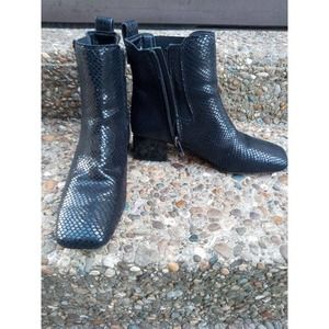 Frank Sarto  Embossed Fabric Black  Chelsea Booties - Size 6.5 / Model "Wandi"